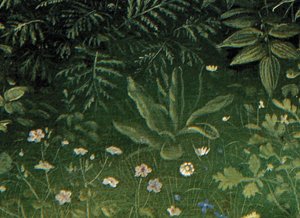 Detalle de la Adoración del Cordero Místico, de la tabla central del Retablo de Gante (óleo sobre tabla) de Hubert & Jan van (1390 1441) Eyck