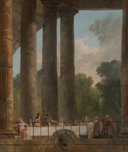 Un banquete en las ruinas de un templo