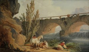 Puente sobre una cascada de Hubert Robert