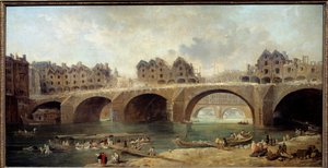 Demolición de las casas del Puente de Notre Dame en París en 1786