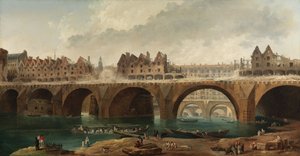 La demolición de las casas en el puente de Notre-Dame de París de Hubert Robert