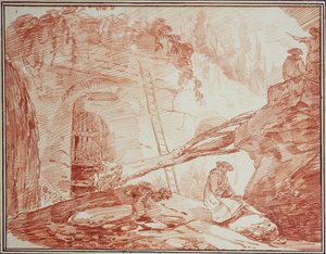 Dibujante entre las ruinas del Palatino de Hubert Robert