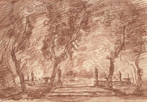 Fuente en el parque, c.1765 de Hubert Robert