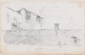 Tejados detrás de un Muro de Hubert Robert