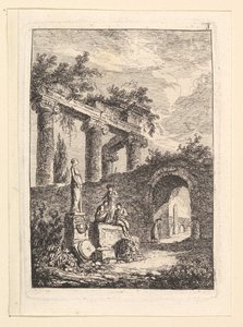 La Estatua Frente a las Ruinas de Hubert Robert