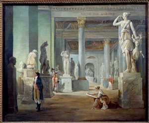 La sala de las estaciones en el Museo del Louvre (pintura de Hubert Robert)