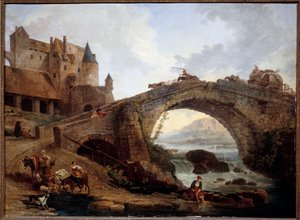 Paisaje con puente de Hubert Robert