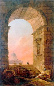 Paisaje con un arco y la Basílica de San Pedro en Roma, 1773