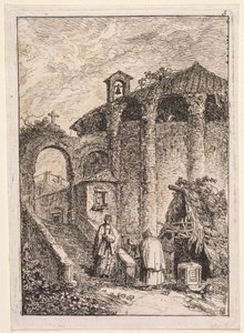 Las veladas de Roma: El templo antiguo de Hubert Robert