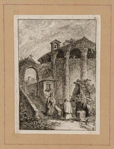Placa cinco de Tardes en Roma de Hubert Robert