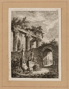 Placa tres de Noches en Roma de Hubert Robert
