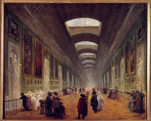 Proyecto de arreglo de la Gran Galería del Louvre, c. 1789. Pintura de Hubert Robert (1733-1808) de Hubert Robert