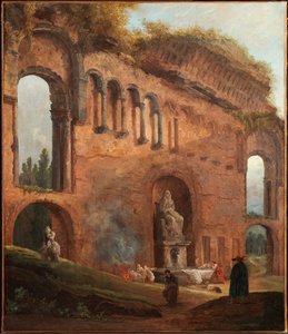 Ruinas romanas con lavanderas de Hubert Robert