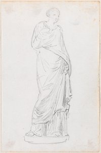 Estatua de una mujer con toga de Hubert Robert