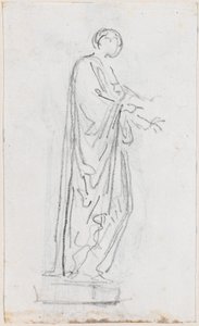Estatua de una mujer romana (¿Deidad femenina?) vista de lado (verso)