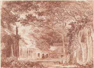 La fuente ovalada en los jardines de la Villa d