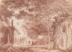 La fuente oval de los jardines de Villa d