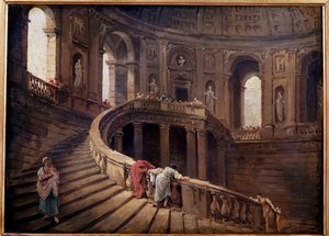 La escalera giratoria del Palazzo Farnese en Caprarola de Hubert Robert