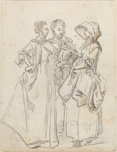 Tres damas charlando de Hubert Robert