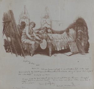 Invitación a una cena benéfica de Hubert von Herkomer a Thomas Agnew, 1877-78 de Hubert von Herkomer