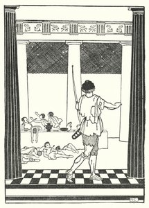 Odiseo matando a los pretendientes de Penélope (litografía) de Hugh Chesterman