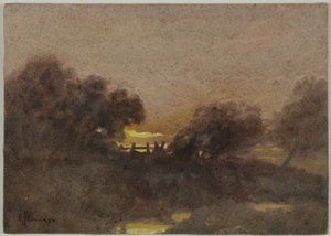 Paisaje con puerta al atardecer de Hugh Huntington Howard