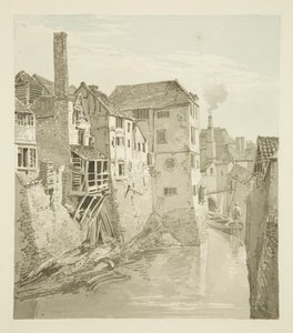 Foso y muro del castillo desde el Puente de la Reina, Muro de la Ciudad a la izquierda, 1820 de Hugh ONeill