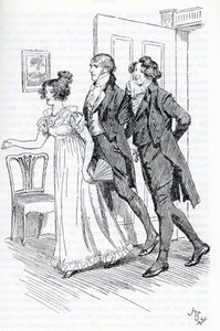 Emma invitando al Sr. Elton a admirar el retrato de Harriett