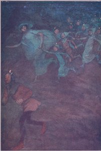 Entran Sir Hugh Evans, Anne Page y los demás, ilustración de Las Alegres Comadres de Windsor, 1910 de Hugh Thomson