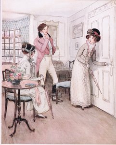La señorita Henrietta y la señorita Fanny, alentadas por esta simpatía, se acercan a la puerta de la interesante cámara de Hugh Thomson