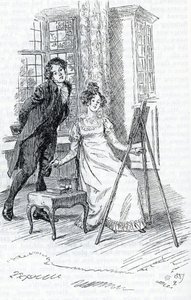 El Sr. Elton admirando el retrato de Hariett pintado por Emma de Hugh Thomson