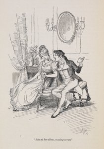 "Se sienta en su codo, leyendo versos", Persuasión de Jane Austen. de Hugh Thomson