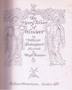 Diseño de la página del título, ilustración de Las Alegres Comadres de Windsor, 1910