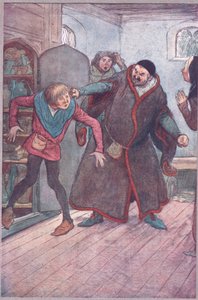 ¡Villano! ¡Ladrón! (Sacando a Simple), ilustración de Las Alegres Comadres de Windsor, 1910