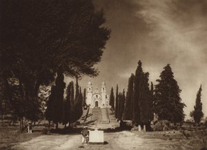 Mexico: Cholula, Iglesia de Guadalupe (b/w photo) de Hugo Brehme
