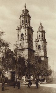 Mexico: Morelia, La Catedral (b/w photo) de Hugo Brehme