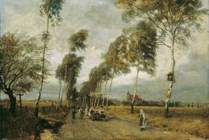 Camino campestre con avenida de abedul de Hugo Charlemont