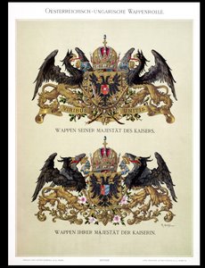Plato con los escudos de armas del Emperador Francisco José I (1830-1916) y la Emperatriz Isabel de Baviera (1837-98) de 