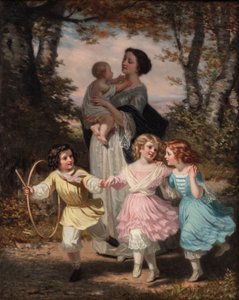 Madre e hijos, c.1840-80 (óleo sobre lienzo) de Hugues Merle