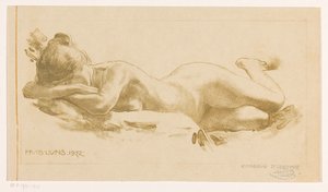 Mujer desnuda encorvada de Huib Luns (signed by artist)