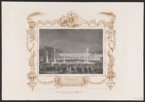 Fiesta nocturna para los estudiantes, 1836. El Partido de S.H. Students in the Garden de C. van Leeuwen / Tarde del 14 de junio de 1836 (título sobre el objeto) Placas de la celebración del segundo centenario de la Utrechtsche Hogeschool, 1836 (título de l
