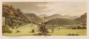 Vista general desde los frentes sur y este de la cabaña en Endsleigh, Devon (Antes) de 