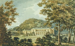 El frente sur con el frente este en perspectiva, del Libro Rojo para Antony House, c.1812 de Humphry Repton