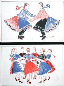Postales que representan danzas tradicionales húngaras, c.1947-8 de Hungarian School