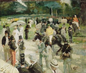 Carrera en Longchamp (óleo sobre lienzo)