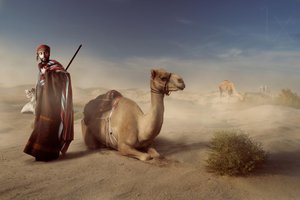 Viajero por el desierto árabe de Hussain Buhligaha