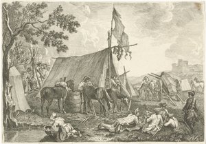 Paisaje con un campamento militar. de Hyacinth de La Pegna