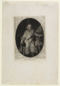 J.B. Bossuet (en pie), grabado por Jean-Baptiste de Grateloup, 1771 de Hyacinthe Francois Rigaud