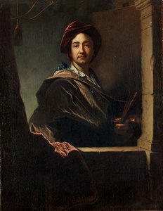 Retrato del Artista, medio cuerpo, en una ventana, 1712 de Hyacinthe Francois Rigaud