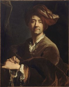 Autorretrato (detalle) de Hyacinthe François Honoré Rigaud